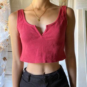 Brandy Melville Red Knit Crop Tank Top